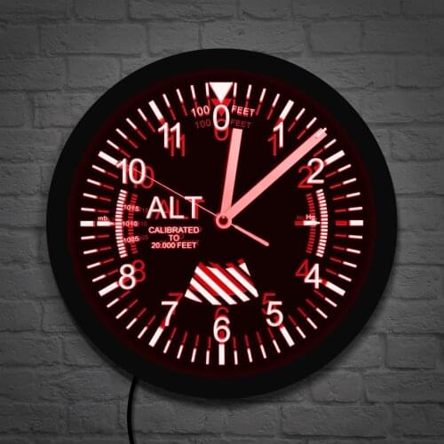 LED Altimeter Neon Sign Wall Clock Altitude Meter Tracking Pilot Air Plane Altitude Measurement Modern Wall Clock Watch Gag Gift