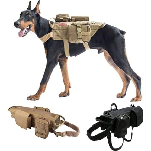 Tactical K9 Dog Vest Military Training Molle Vest Harness Outdoor Hunting Service Patrol Dog Pet Clothes Vest With Pouch Handle