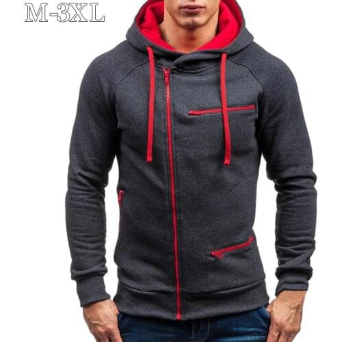 Men Hoodie Sweatshirt New Casual Solid Long Sleeve Mens Hoodies Slim Zipper Hooded Cardigan Sweatshirts Men Hoody Sweat Homme
