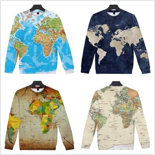 World Map 3d Printing Sweatshirt Fashion Men Women Kids Boys Hoodie Sweatshirts Autumn Winter Long Sleeve Tracksuit Tops Clothes