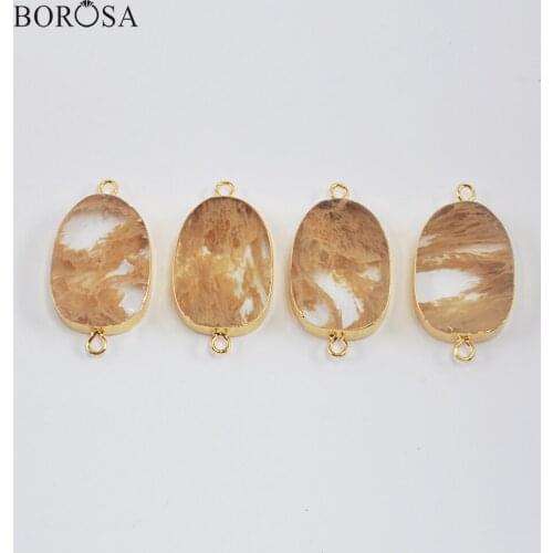 Trendy Natural Volcano Cherry Quartz Stone Connector for Jewelry Making Gold Silver Plated Gems Pendant for Necklace G1996