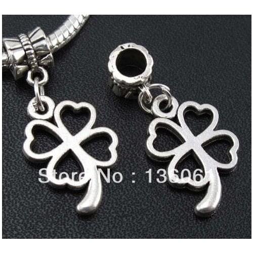 Vintage Silver Lucky Clover Alloy Pendants Floating Charm Locket For Women Dress Jewelry Making Bracelet Necklace 10pcs Z268