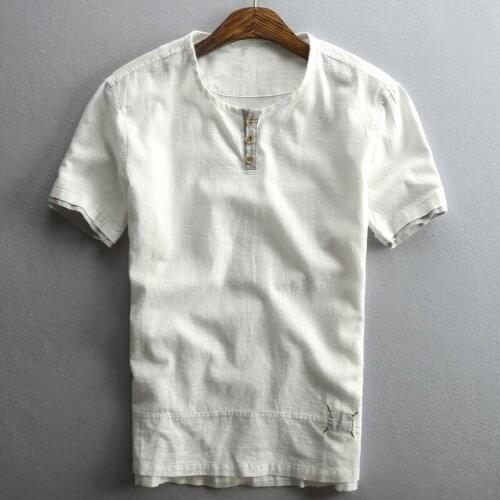 High Quality Men Shirt Summer Streetwear Vintage Short Sleeve Cotton Shirt For Man 4XL 5XL Plus Size Top Tees Mans Clothing A753