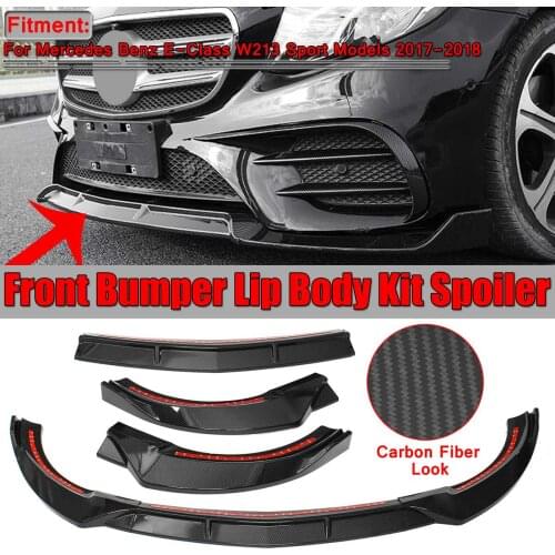 W213 3pcs Car Front Lip Chin Bumper Lip Body Kits Guard For Mercedes For Benz E-Class W213 E200 E300 E320 17-18 Sport Version