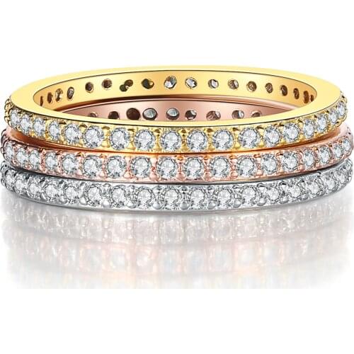 Double Fair Eternity Wedding Engagement Rings set for Women Round CZ Cubic Zirconia Fashion Jewelry Xmas Gift DFR647