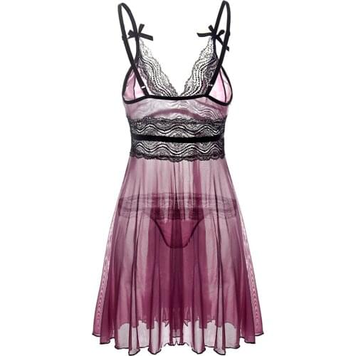 Women S-6XL LingerieS-6XL Sexy Hot Erotic Lingerie Dress Set Plus Size Baby Doll Sleeping Dress Lady Nighty Sleepwear