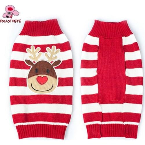 Winter Christmas Reindeer Santa Clause Halloween Pumpkin Red and White Striped Animals Dog Sweater Dog Clothes for Pet Dogs