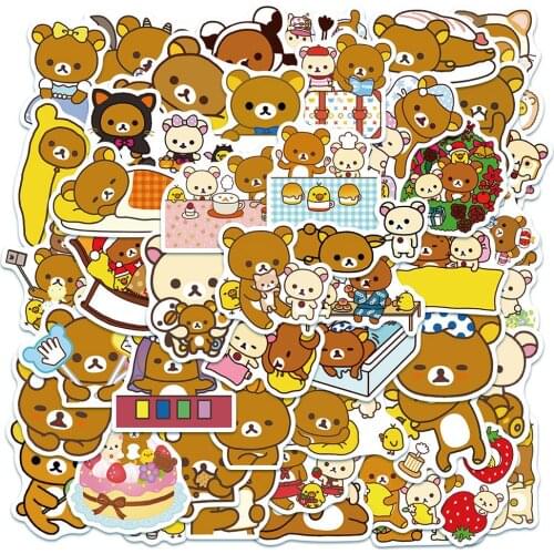 10/50pcs Kawaii Rilakkuma Bear Cute Cartoon Stickers For Guitar DIY TOY Bicycle Skateboard Laptop Luggage Decor