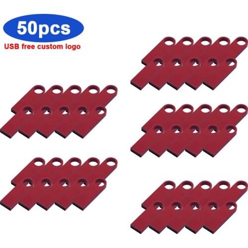 50pcs/lot Metal New Usb Flash Drives Real Capacity USB 2.0 Pen Drive 4GB 8GB 16GB 32GB 64GB Original Pendrive U Stick Free Logo