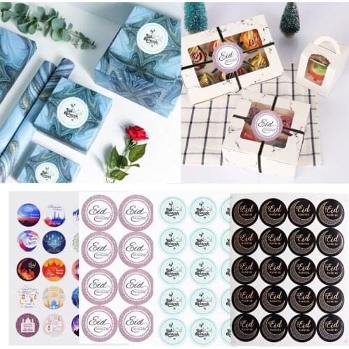 60/120pcs Eid Mubarak Paper Stickers Happy Ranmadan Kareem Seal Stickers For Islamic Muslim Party Supplies Gift Box Decor Label