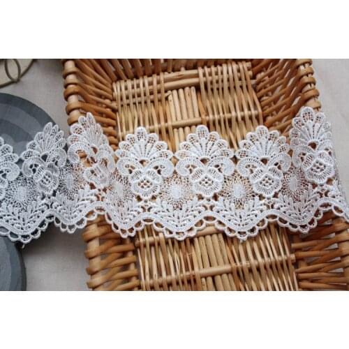8.5CM wide off white hollow flower embroidery Hight quality lace fabrics polyester embroidered lace