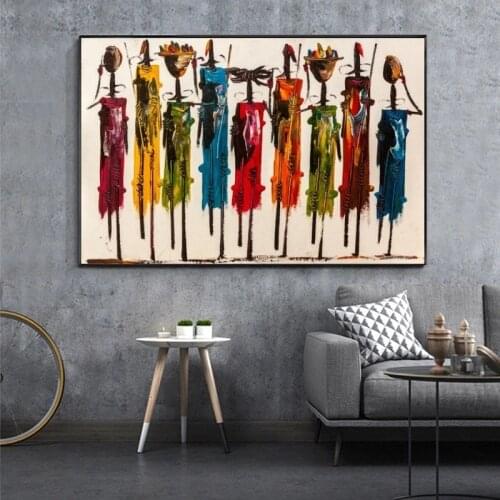 Abstract African Woman Oil Paintings on Canvas Posters and Prints Wall Art Portrait Pictures for Living Room Decor No Frame