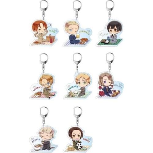Anime Axis Powers Hetalia APH Honda Kiku Ludwig Wang Yao Acrylic Cute Keychain Itabag Pendant Keyring Toy Cosplay Student Gift