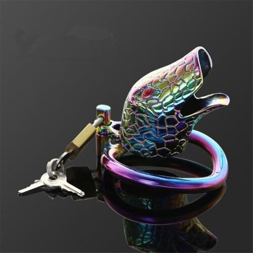 Bestco 18+ Male Chastity Devices Snake Cock Cage Rainbow Stainless Steel Penis Ring Bondage Belt BDSM Erotic Sex Toys For Men