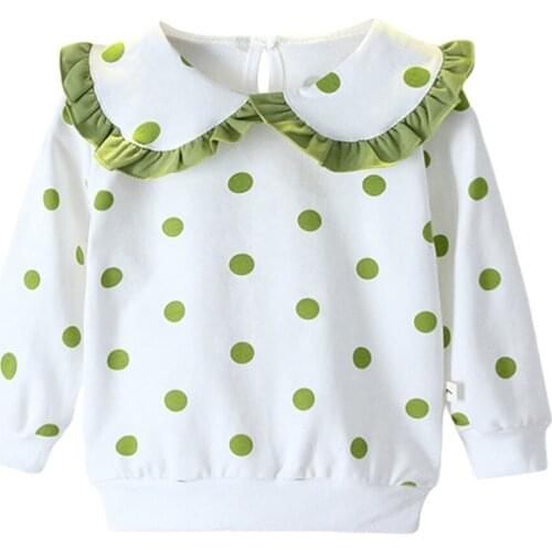 Blouses New Spring Toddler Kids Girls Dot Shirt Long Sleeve Cotton Cute Children Girl Doll Collar Tops Blouse Kids Clothes