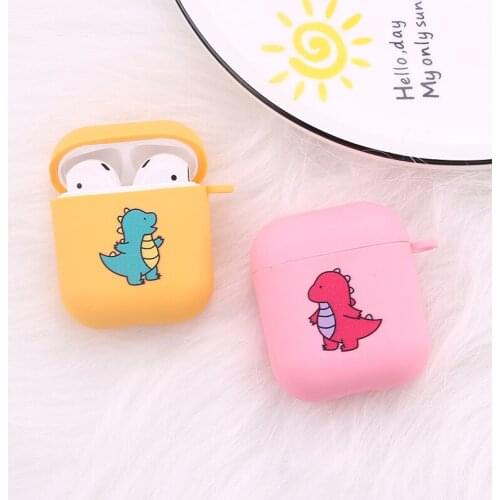 Cartoon dinosaur color hard Case Cover For Airpods 1 2 wireless Bluetooth Earphone case Headphone Protection cover coque