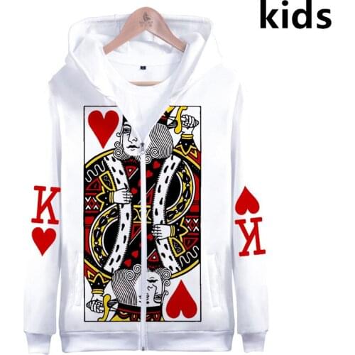 Novelty 3 To 16 Years Kids Hoodies 3D Printed Playing Cards Poker Hoodies Sweatshirt Boys Girls Harajuku Cartoon Cool Jackets