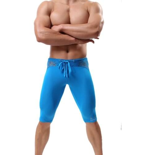 Mens Yoga Pants Sheer Mesh Boxer Workout Tight Shorts Penis Pouch Underpants Ultra Thin Running Sport Training Leggins