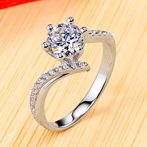 Elegant Female Small Round Stone Ring 100% Real 925 Sterling Silver Wedding Rings For Women Luxury Promise Love Engagement Ring