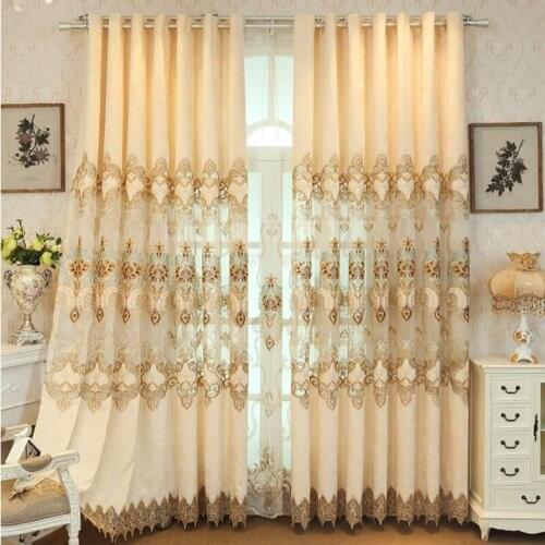 European Hollow EmbroideryWindow Curtains for Living Room High-grade Chenille Semi-shading Curtain Europe Royal Home Decor #4