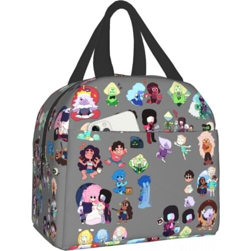 Steven Universe Functional Pattern Cooler Lunch Box Steven Universe Lunch Box Tote Travel Picnic Handbag For Women Kids