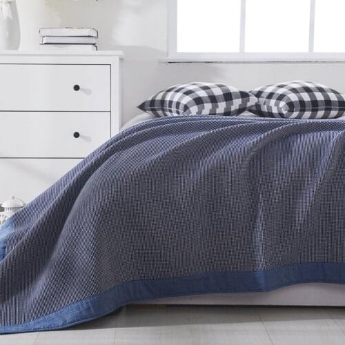 Waffle Plaid Cotton Bedspread Soft Coverlet Sofa Throw Blanket Breathable Japan Air Conditioning Summer Quilt Blankets for Beds