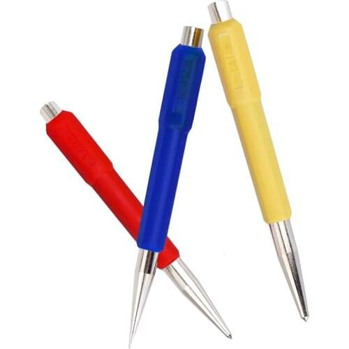 Imzay 3PCS Rubber Handle Center Punch Pin Center Hole Positioning Assembler Punch Spring Loaded Metal Wood Press Starting Holes