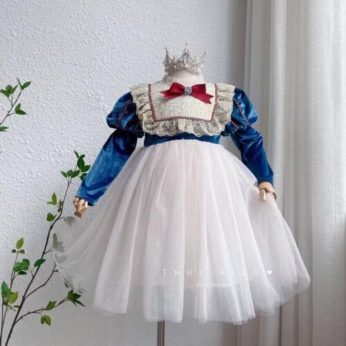 Girls lace tulle long sleeve princess dress wholesale children dresses