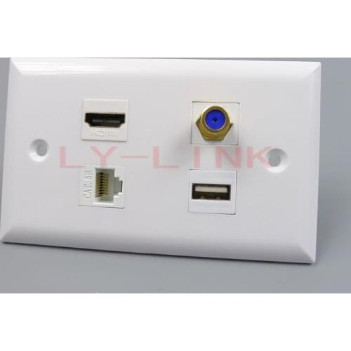 120 type wall plate hdmi, usb, RJ45, F TV female to female with 114 X 70mm