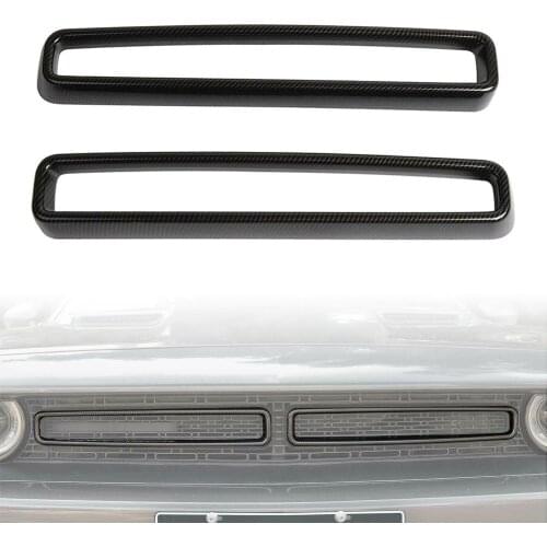Car Front Grill Mesh Grille Inserts Trim Covers For Dodge Challenger 2015 2016 2017 2018 2019 Carbon Fiber Pattern ABS