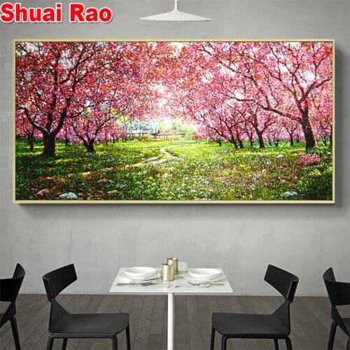 Full square round Diamond Painting Cherry Blossoms Diamond Embroidery Cross Stitch Diamond stones puzzle,Amazing artworks