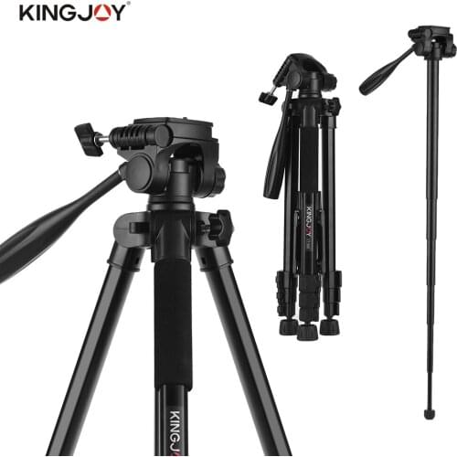 KINGJOY VT-880 2 In 1 Portable Adjustable Aluminium Alloy Camera Tripod Monopod 360 Panoramic Shooting for Video Camcorder