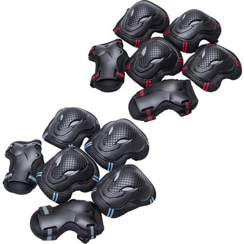 6Pc/Set Adjustable Skating Knee Elbow Pads Hand Brace Cycling Skating Protective Gear Pads Wrist Guard Outdoor Sports Safety