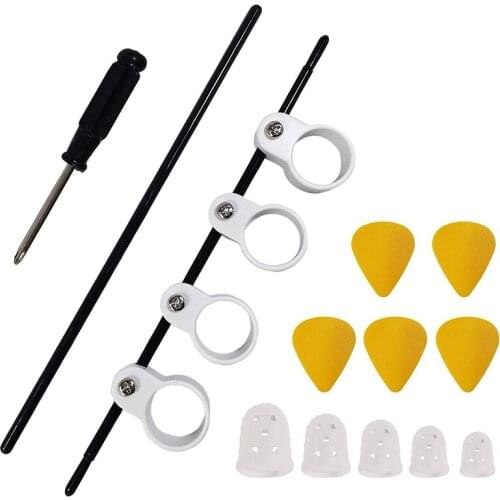 Adjustable Finger Extender with Silicone Finger Guards and Picks for Guitar Beginners Finger Trainers