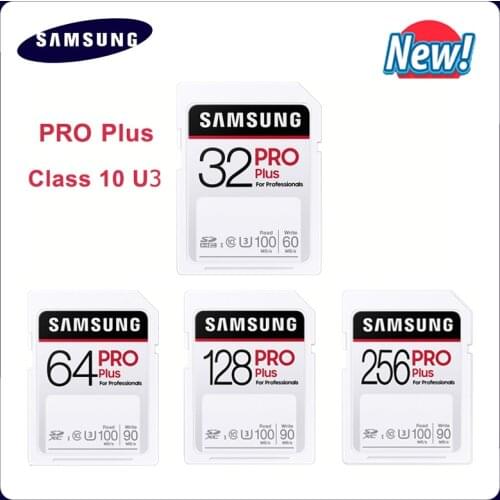 SAMSUNG Extreme Pro Plus 128GB SD Card 64GB Memory Card 32GB flash card 256GB Class 10 U3 For 1080p 3D 4K Video Camera SDXC