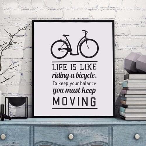 Bicycle Life Inspirational Quotes Art Poster Photo Living Room Office Hotel Public Decorative Painting Wall Letters English