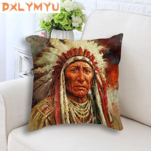 High Quality Cushion Native Indian Linen Printed Pillow Decorative Cushion For Sofa Cozy Personality Cushions Throw Pillow