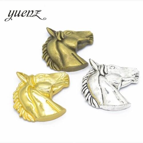 YuenZ 1pcs Big Horse Head Charms Tibetan Silver Bronze Pendants Antique Charm Jewelry Making DIY Handmade Craft 52*50mm D979