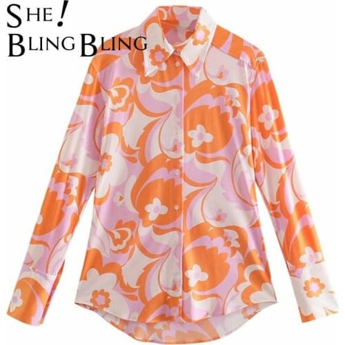 SheBlingBling 2021 Za Shirt Suit Women Print Long Sleeve Summer Blouses Woman Chic Tops and Long Trousers wide leg flared pants