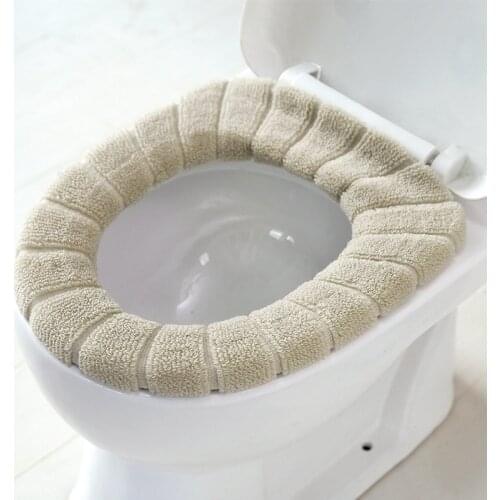 Winter Velvet Coral Bathroom Toilet Seat Cover Washable Closestool Standard Pumpkin Pattern Soft Cushion Home Decor