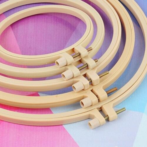 1Pcs Wood Rings Stitch Tambour Frame Natrual Bamboo/Metal Sewing Supplies Adjustable Embroidery Hoops DIY Handmade Convenient