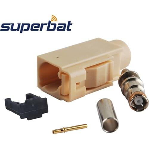 Superbat 10pcs Fakra Crimp Jack Female Code I- Beige Connector for Bluetooth for LMR195,RG58 Cable
