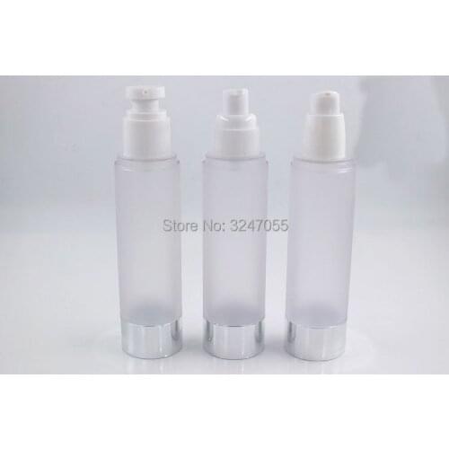 100ML Empty Plastic Frosted Airless Lotion/Emulsion/Foundation Bottle, Cosmetic Silver Vacuum Spray Nozzle Container/Atomizer