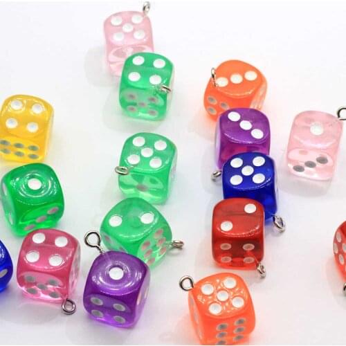 14mm Transparent Dice DIY Earring Pendants Miniature Figurines Resin Craft Resin Cabochon Charms Making Accessories