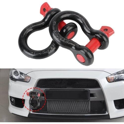 2pcs Steel Car Tow Hooks Emergency Recovery Towing Rope Buckle 12T 19.5T Heavy Duty Trailer Accessories For Off Road 4x4 Truck