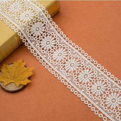 2 Yards 9cm Wide Pure Polyester Ivory White Water Soluble Embroidered Lace Accessories Lace Trim Ribbon DIY Craft Sewing Fabrics
