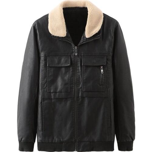 2021 Brown Black Pilot Leather Jacket Wool Collar Genuine Thick Cowhide Winter Leather Aviator Coat