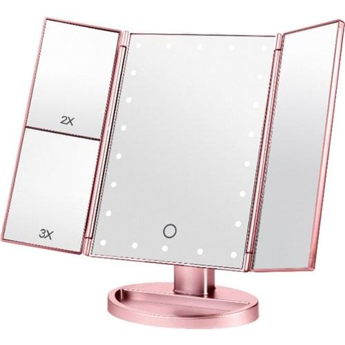 22LED Vanity Makeup Mirror Light Touching Control Mirror with 2X/3X/10X Magnification 180 Degree Rotation Dimmable Mirror Light