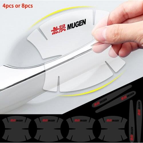 4 /8 PCS Transparent Car Door Handle Stickers For Honda Mugen INSPIRE XR-V CIVIC Auto Handle Protection Anti Scratch Stickers