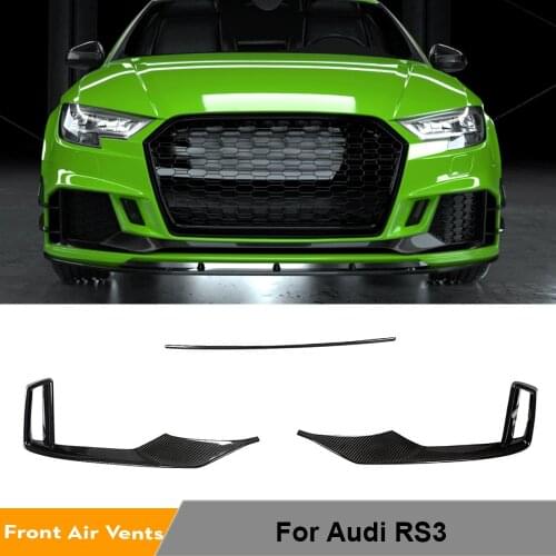 Car Front Bumper Lip Spoiler Air Vent Trims Decoration for Audi RS3 Sedan 2017 2018 2019 Carbon Fiber Front Bumper Lip Splitters